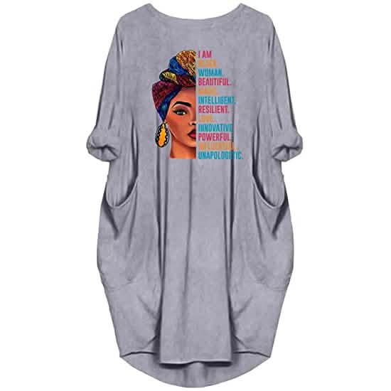 Woman's Long Sleeve Loose Pocket Oversize Tunic Dress