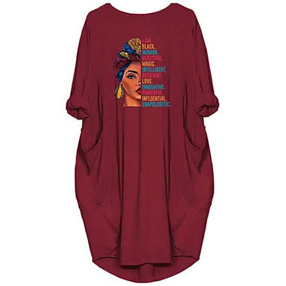 Woman's Long Sleeve Loose Pocket Oversize Tunic Dress