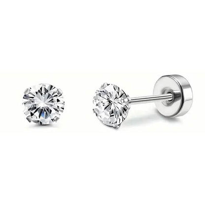 Women's Cubic Zirconia Surgical Stainless Steel Flat Back Earrings