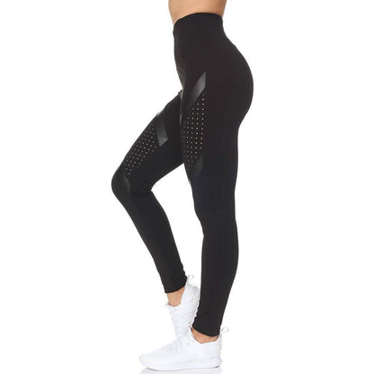 Women's High Waist Active Full Length Leggings With Lazer Cut Mesh