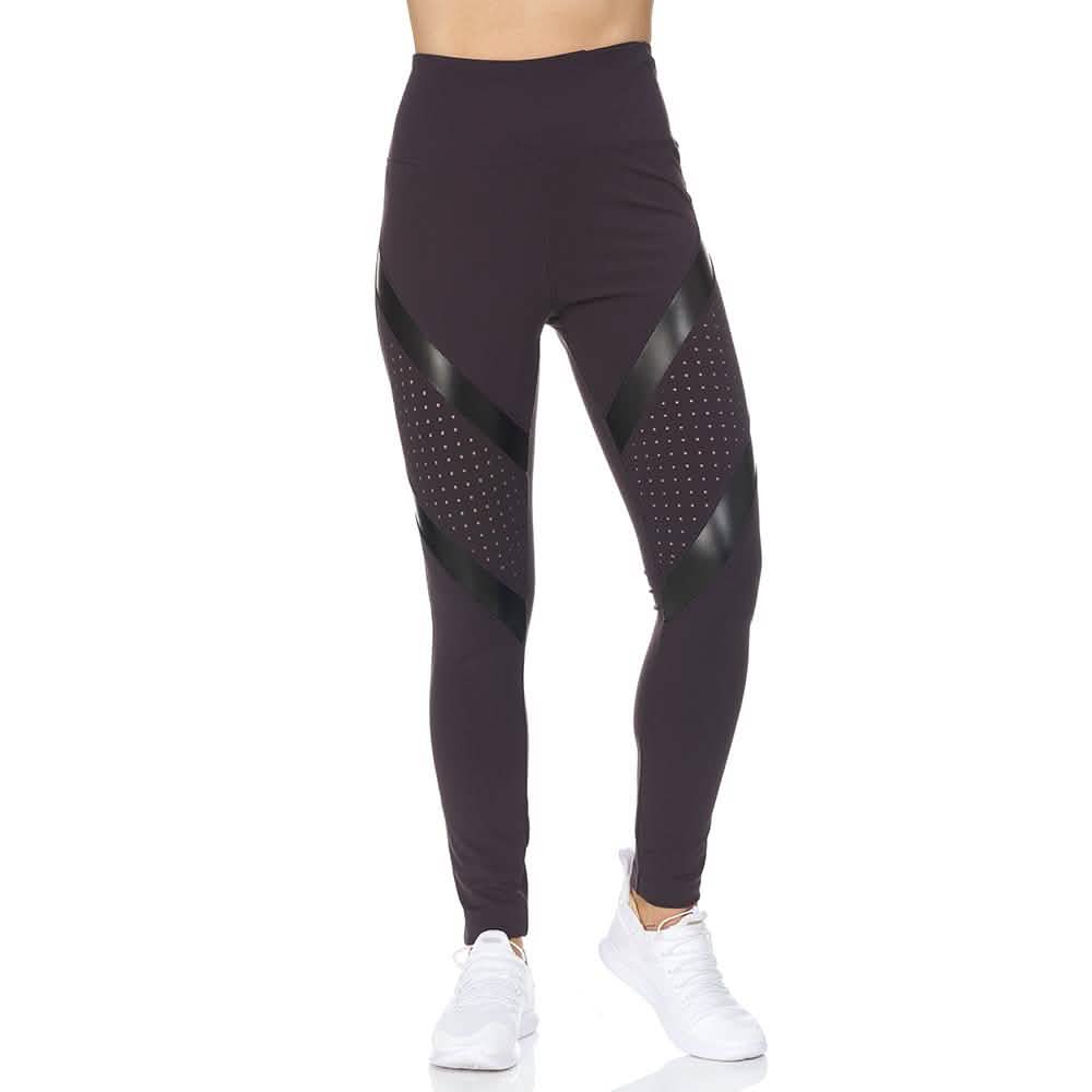 Women's High Waist Active Full Length Leggings With Lazer Cut Mesh