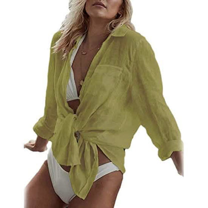Women's Long Sleeve Beach Shirt Blouse