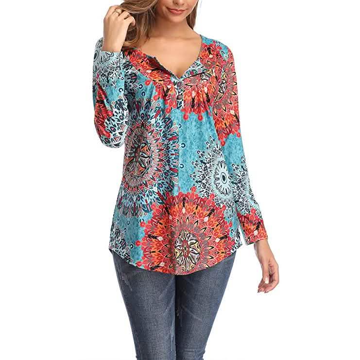 Women's Long Sleeve Flare Tunic Tops