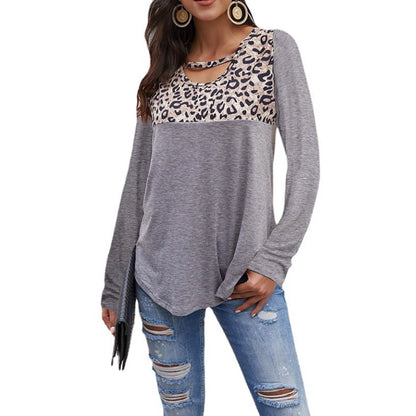 Womens Loose Tops Long Sleeve Tunic Color Block Casual Shirts