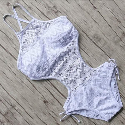 Women's One-Piece Bikini Solid Crochet Swimsuit