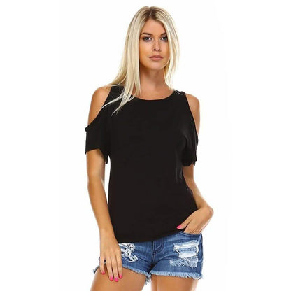 Women's Open-Shoulder Short Sleeve Top - Assorted Sizes