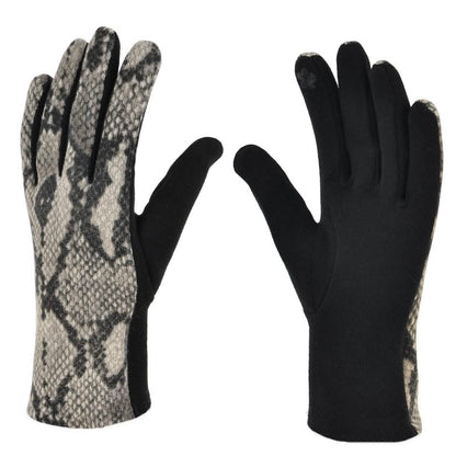 Women's Snakeskin Print Winter Touch Screen Gloves