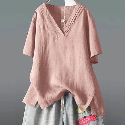 Women's Solid Half Sleeve V Neck Shirt Top