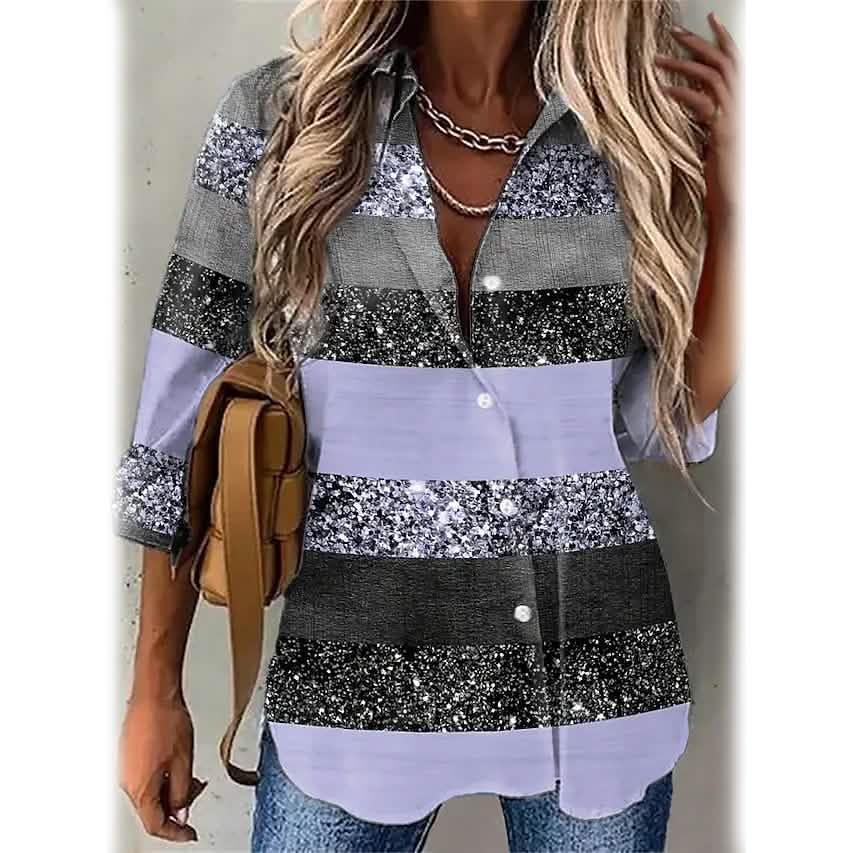Women's Striped Casual Long Sleeve Shirt