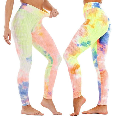 Women's Tie Dye High Waist Tummy Control Butt Lift Yoga Pants Workout Leggings