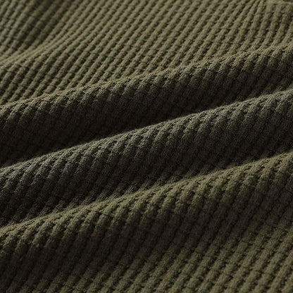 Women's V Neck Waffle Knit Henley Tops