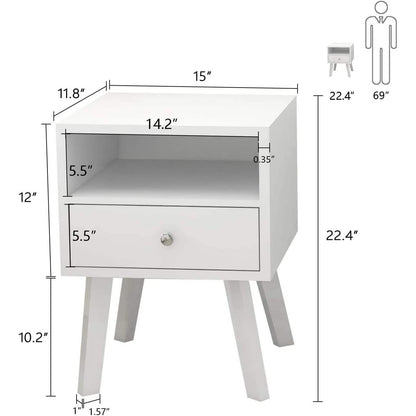 Wood Nightstand with Drawer