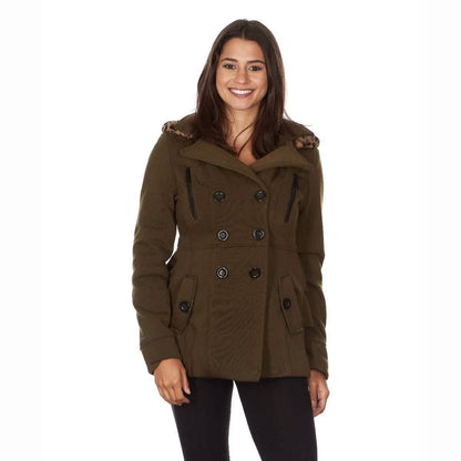 Yoki Women's Leopard Faux Fur Hooded Fleece Coat